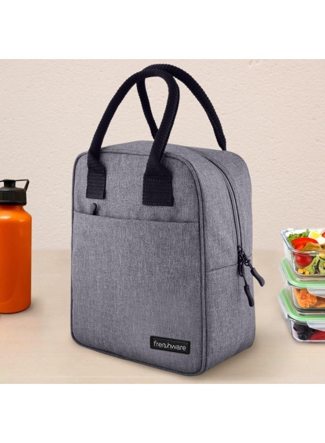 أدوات فرنسية حقيبة غداء فرنشوير معزولة 7 لتر رمادي – شنطة لانش بوكس حرارية للرجال والنساء، حقيبة طعام للمكتب مانعة للتسرب، حفظ ساخن وبارد، للرحلات والنزهات - Image 1